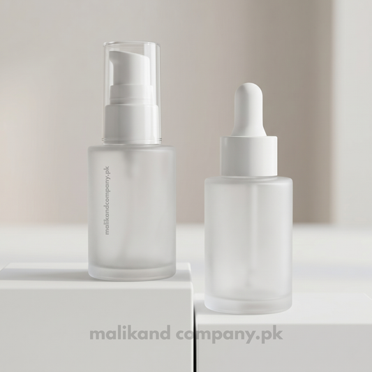 Frosted White Glass Bottle – Serum Pump & Dropper