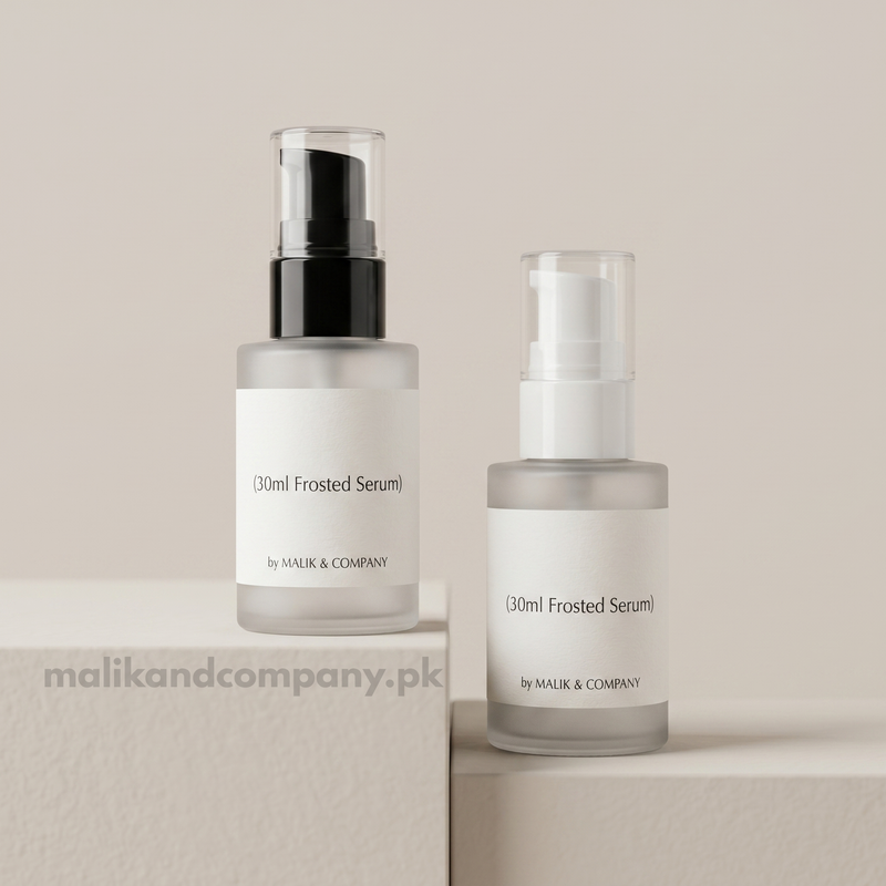 Frosted White Glass Serum Bottle | Pump & Dropper | Empty Cosmetic Bottle – Wholesale Pakistan