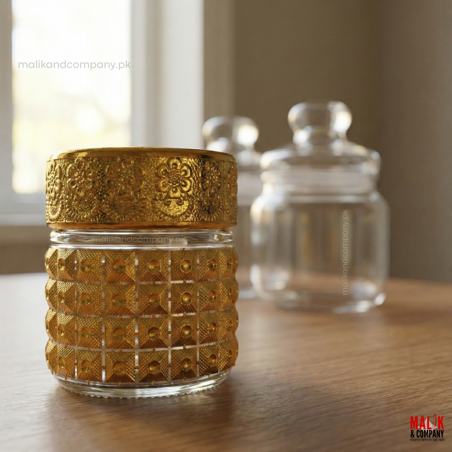 Luxurious Ornate Gold Glass Jar