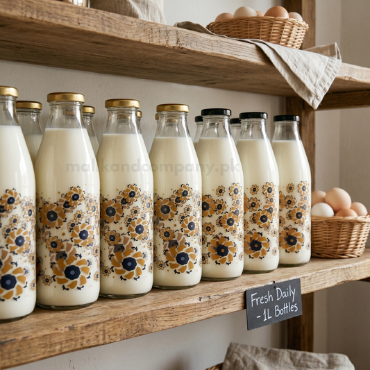1 Litre Floral Printed Glass Beverage Bottle