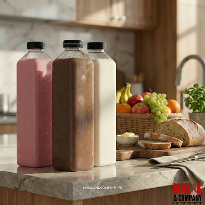 Square Plastic Bottle for Juices, Milk and Drinks