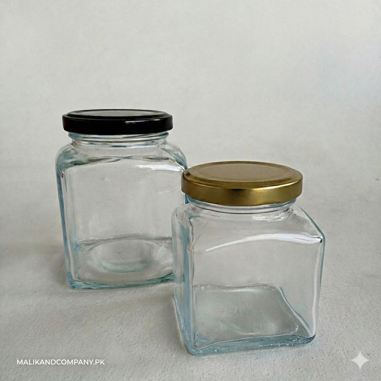 Square Glass jars for Honey, Jam, Spices & Pickles storage