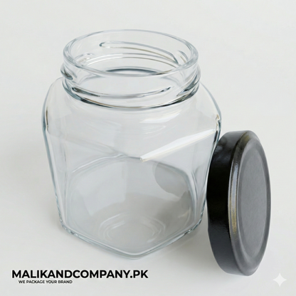 Hexagon Glass Jars - Honey, Jam, Candlewax, Sweets