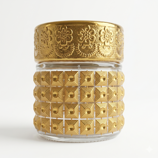 Luxurious Ornate Gold Glass Jar