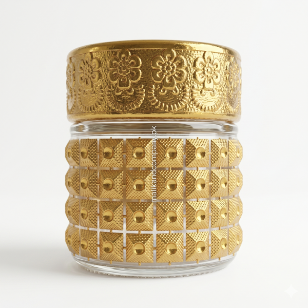 Luxurious Ornate Gold Glass Jar