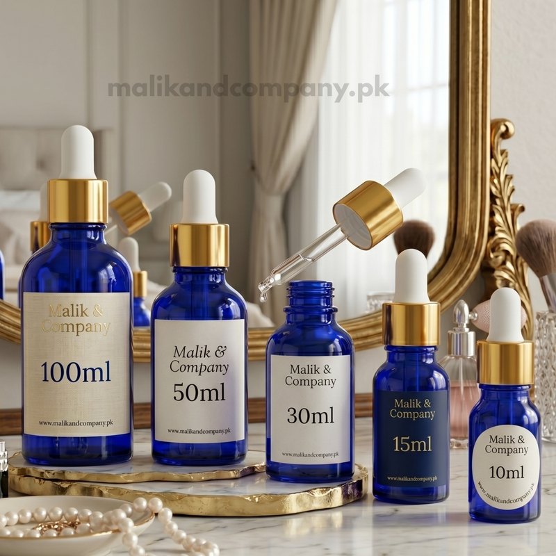 Cobalt Blue Glass Dropper Bottle | Empty Serum, Oil & Attar Bottle – Wholesale Pakistan