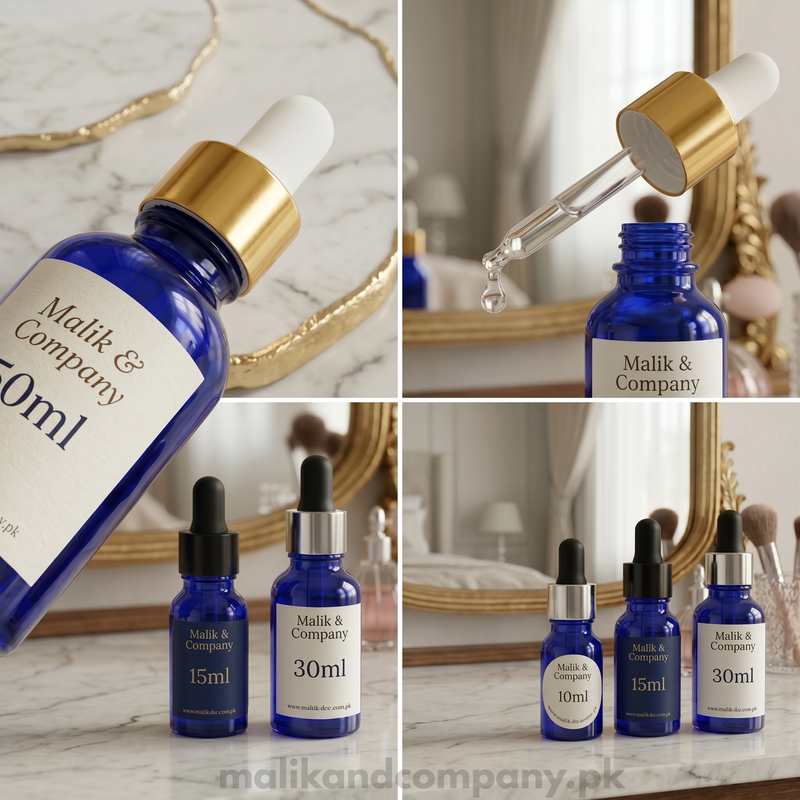 Cobalt Blue Glass Dropper Bottle | Empty Serum, Oil & Attar Bottle – Wholesale Pakistan