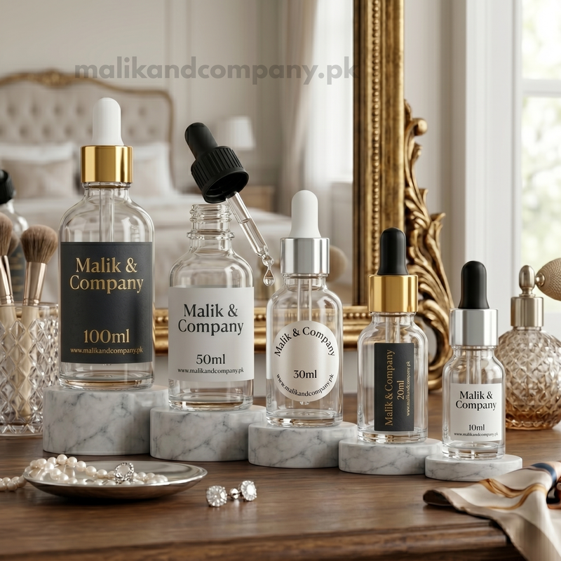 Clear Glass Dropper Bottle | Empty Serum, Essential Oil & Attar Bottle – Wholesale Pakistan