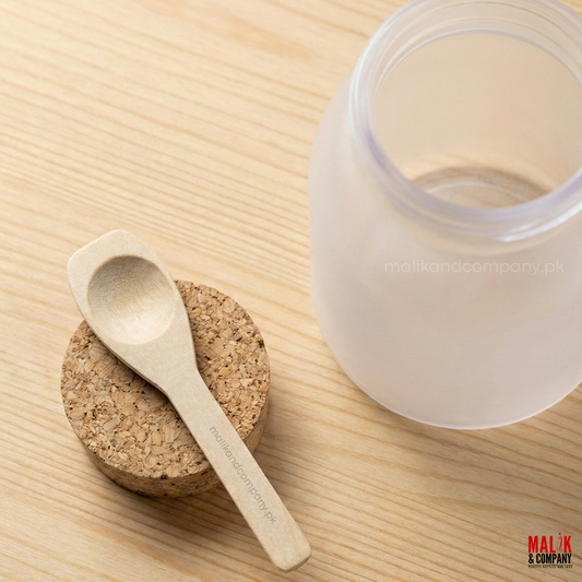 Frosted Honey Jar with Wooden Spoon & Cork Stopper