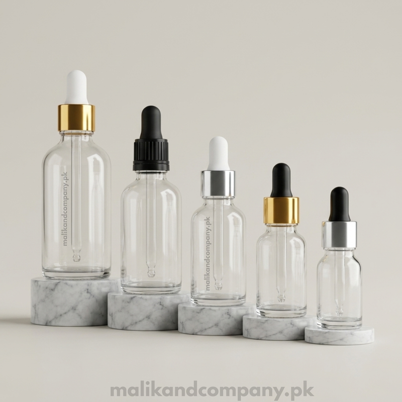 Clear Glass Dropper Bottle | Empty Serum, Essential Oil & Attar Bottle – Wholesale Pakistan