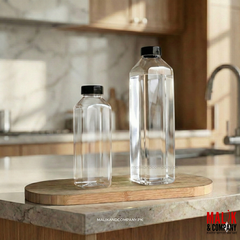 Clear BPA free square juice bottle 1 litre food grade wholesale Islamabad Pakistan