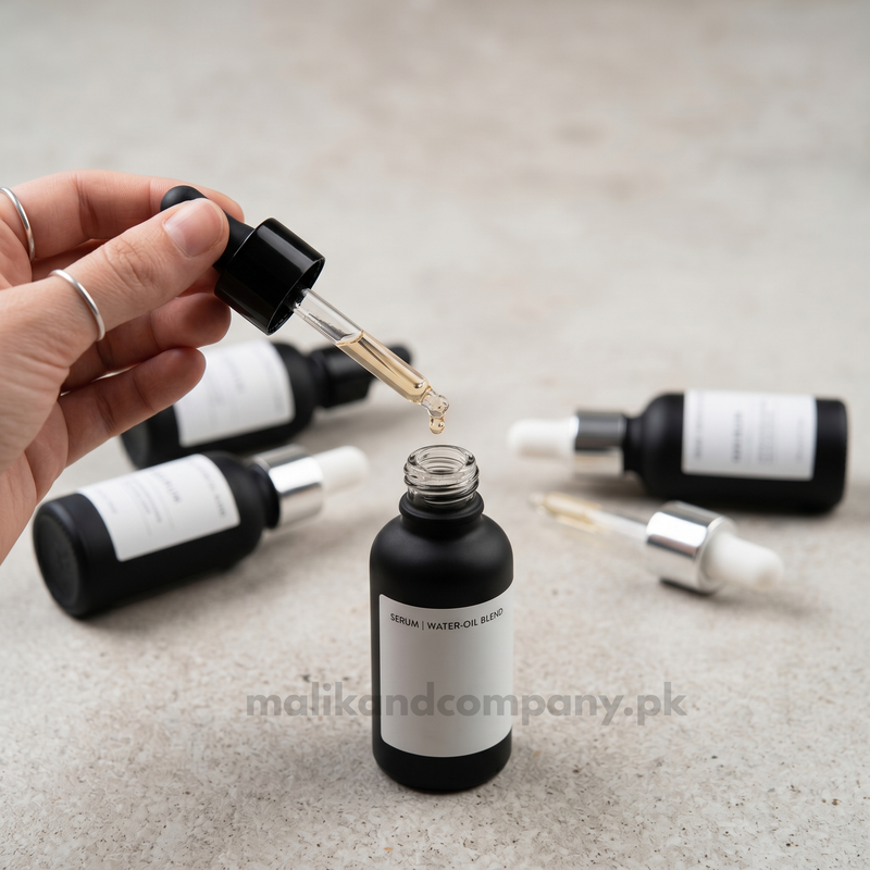 Matte Black Glass Dropper Bottle | Empty Serum, Oil & Attar Bottle – Wholesale Pakistan