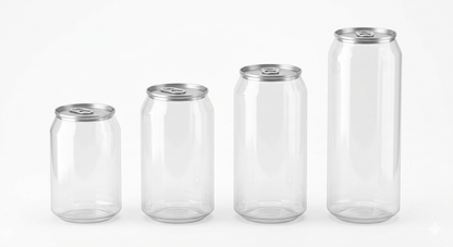 Empty clear PET cans with aluminium pull-tab lids ready for filling - food grade BPA free plastic soda cans wholesale
