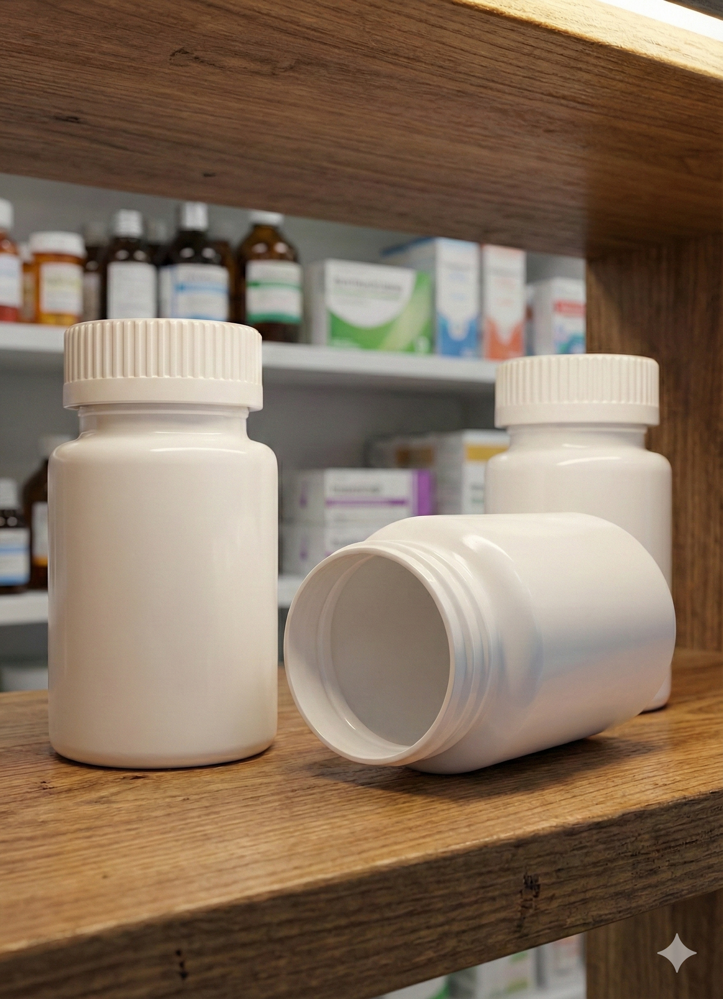 White Premium Pill Jar with Child lock Cap