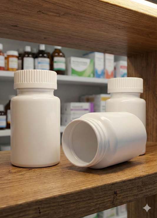 White Premium Pill Jar with Child lock Cap